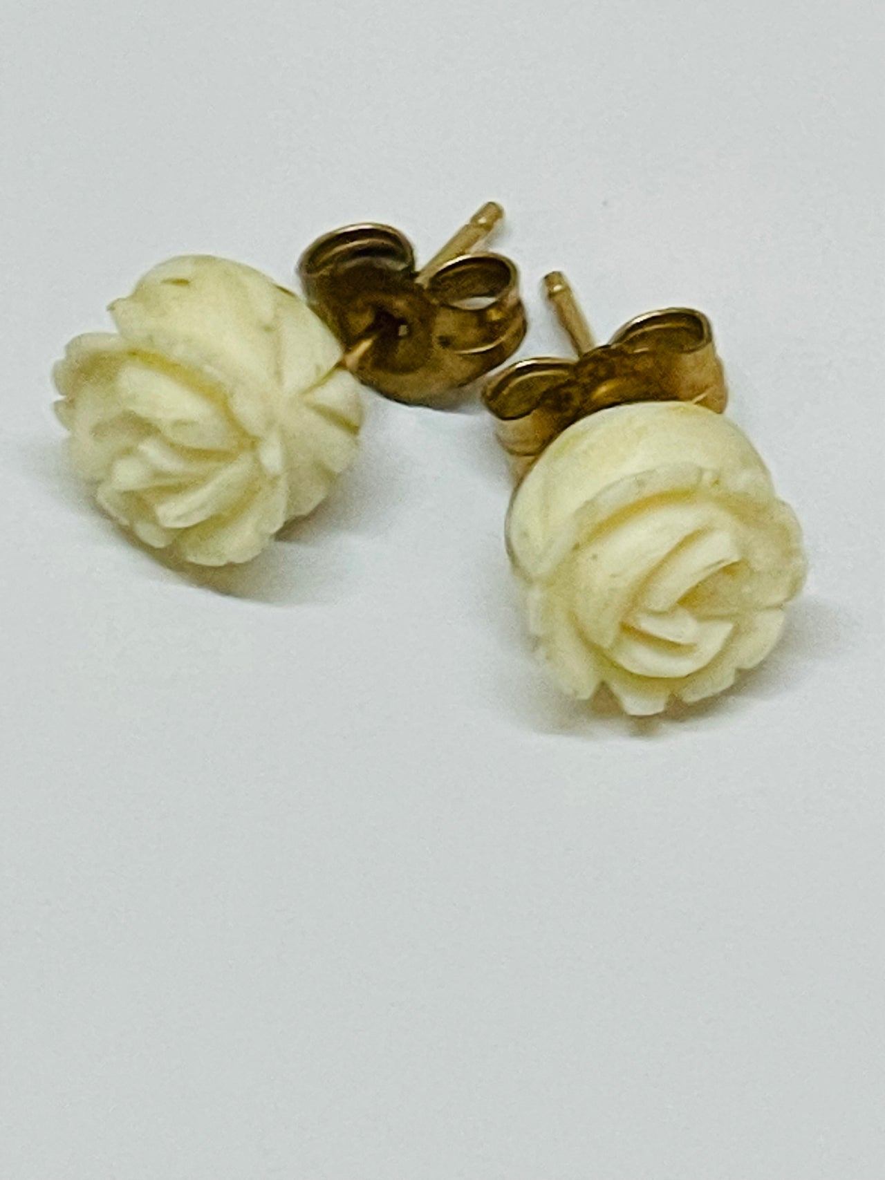 Gold Filled Carved Rose Studs Devil's Details 