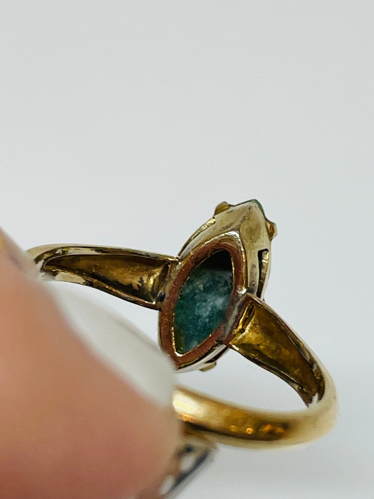 Inayah- 10K Gold Filled Marquise Cut Jade Ring Devil's Details 