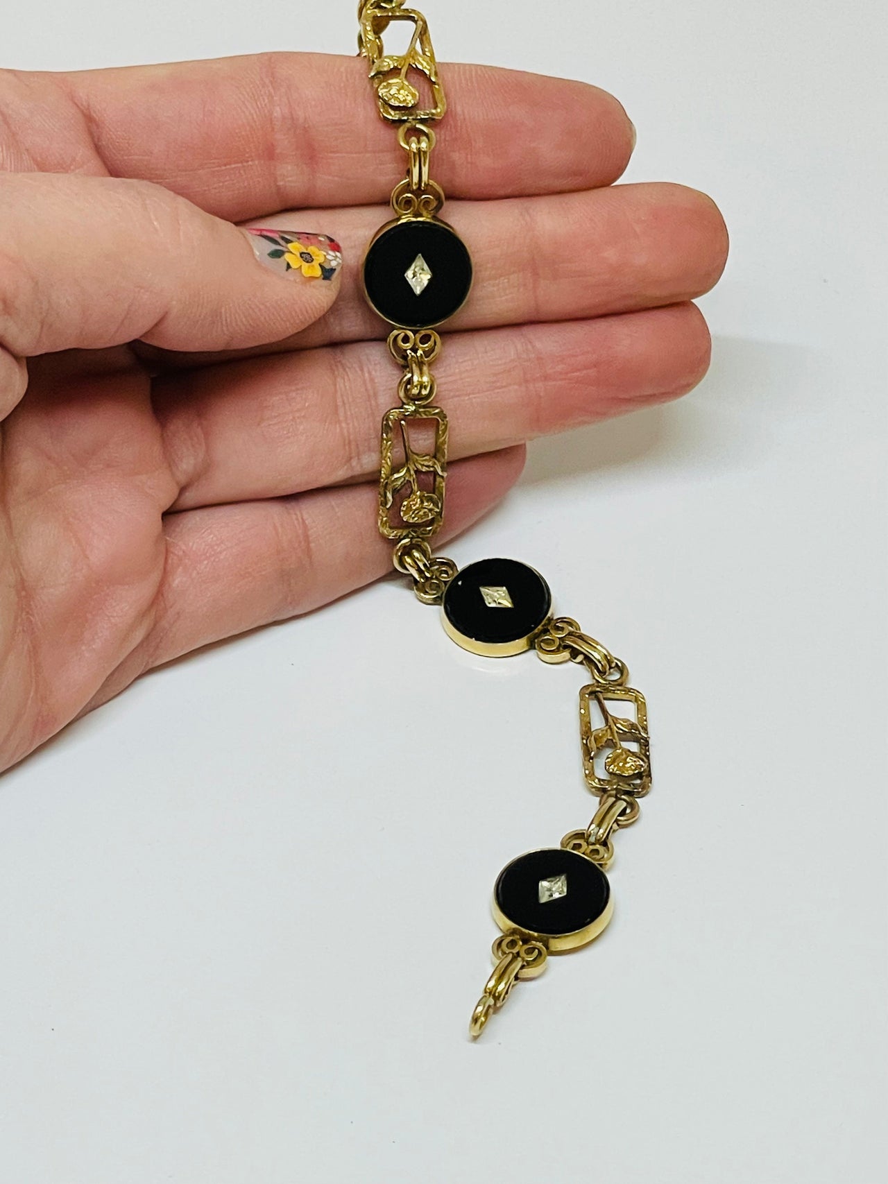 Inayah- 12 K Gold Filled Blaxk and Gold Bracelet Devil's Details 