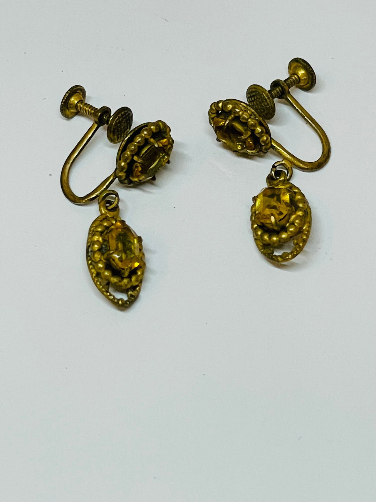 Inayah- Gold Screw Back Dangle Earrings Devil's Details 