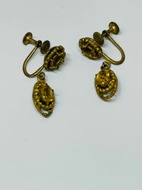 Thumbnail for Inayah- Gold Screw Back Dangle Earrings Devil's Details 