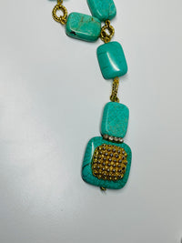 Thumbnail for Created Turquoise and Gold Necklace
