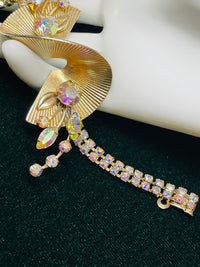 Thumbnail for 1960’s 3D Gold and AB Rhinestone Bracelet