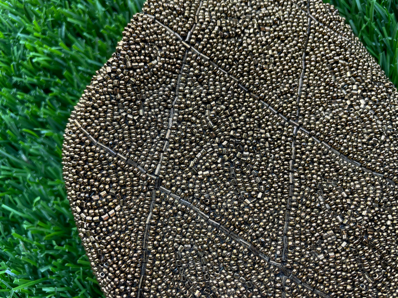 Midcentury Brown Beaded Clutch