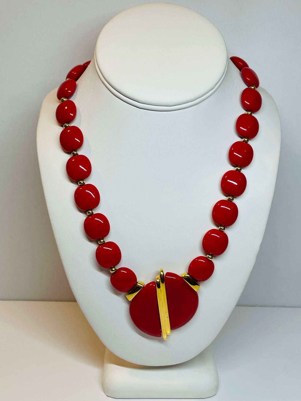 Napier Red Beaded Split Circle Necklace