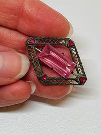 Thumbnail for 1920s Pink Brooch Devil's Details 
