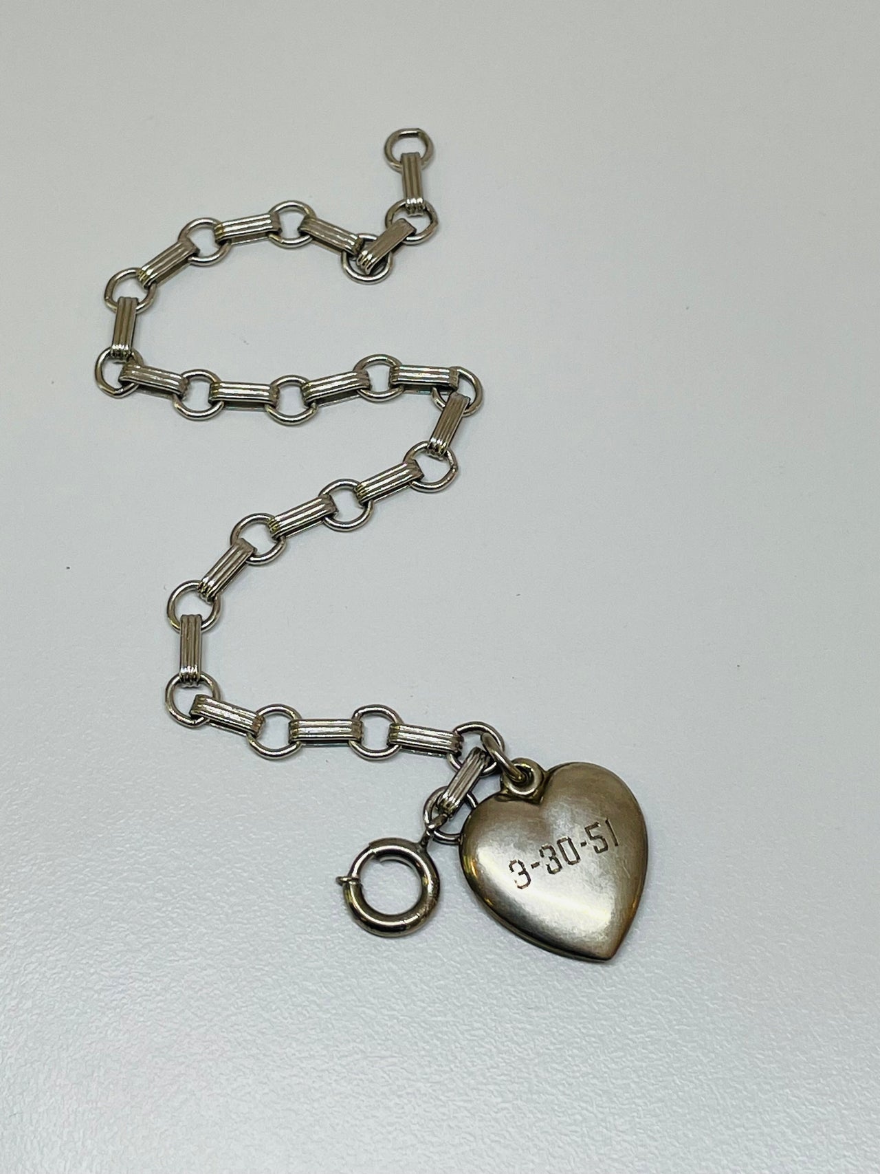 1950s Sterling Charm Heart Charm Bracelet Devil's Details 
