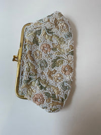 Thumbnail for 1950s White Beaded Large Coin Purse with Gold Thread Devil's Details 