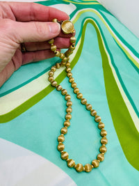 Thumbnail for 1960’s Brushed Gold Ball Necklace Devil's Details 