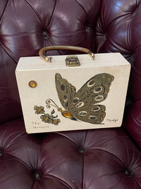 Thumbnail for 1960s Cream Monarch Butterfly Box Purse Devil's Details 