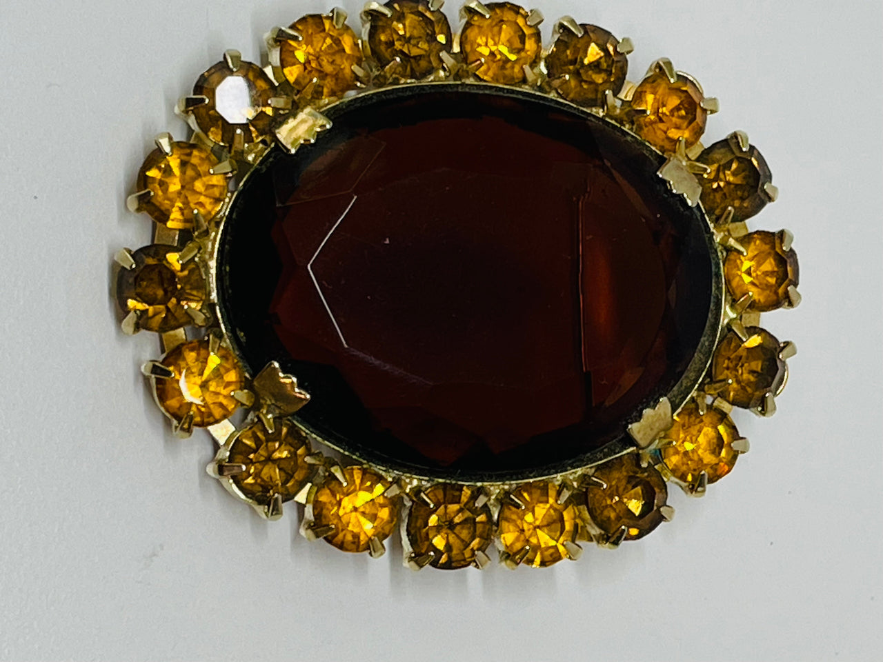1960’s Large Brown Rhinestone Brooch Devil's Details 