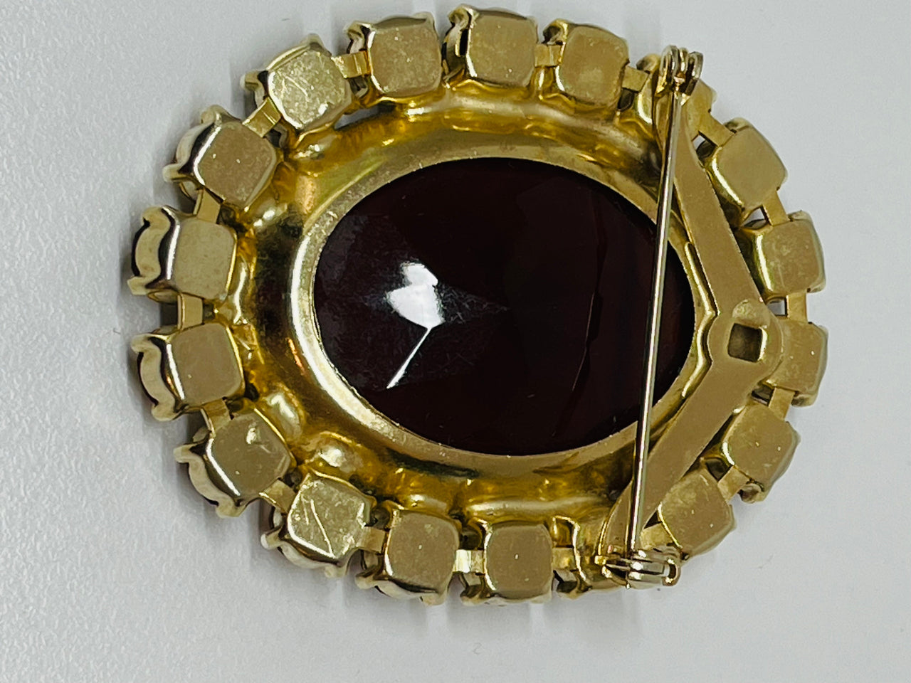 1960’s Large Brown Rhinestone Brooch Devil's Details 