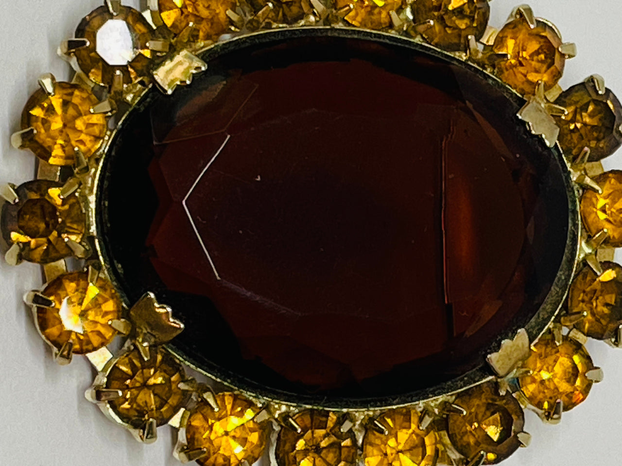 1960’s Large Brown Rhinestone Brooch Devil's Details 