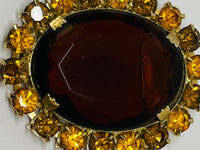 Thumbnail for 1960’s Large Brown Rhinestone Brooch Devil's Details 