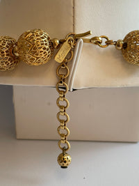 Thumbnail for 1960’s Monet Gold FiligreeBall Necklace Devil's Details 