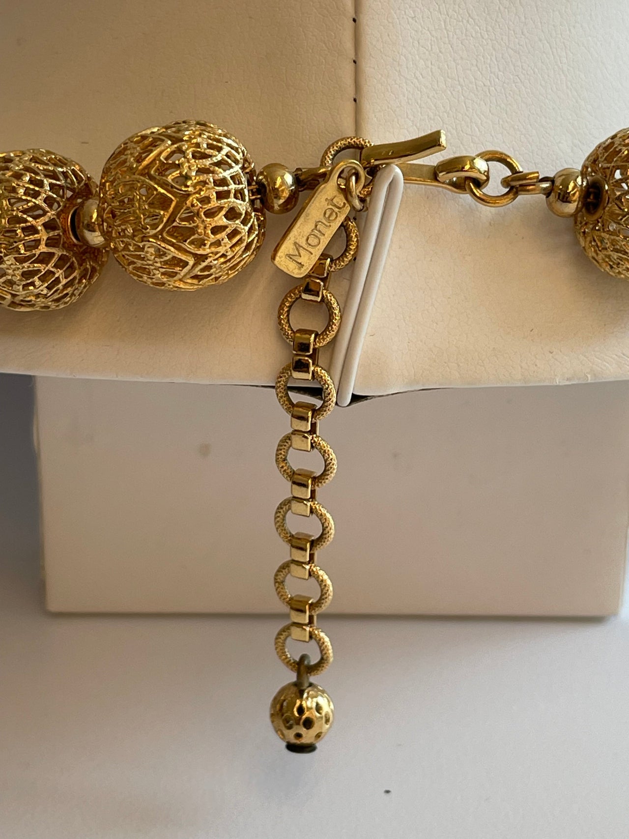 1960’s Monet Gold FiligreeBall Necklace Devil's Details 