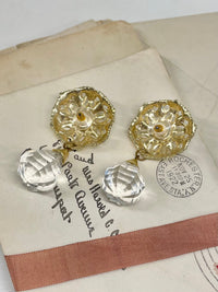 Thumbnail for 1980s Gold Filigree Pierced Earrings with Lucite Drops Jewelry Bloomers and Frocks 