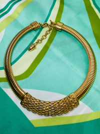 Thumbnail for 1980’s Gold Textured Omega Necklace Devil's Details 