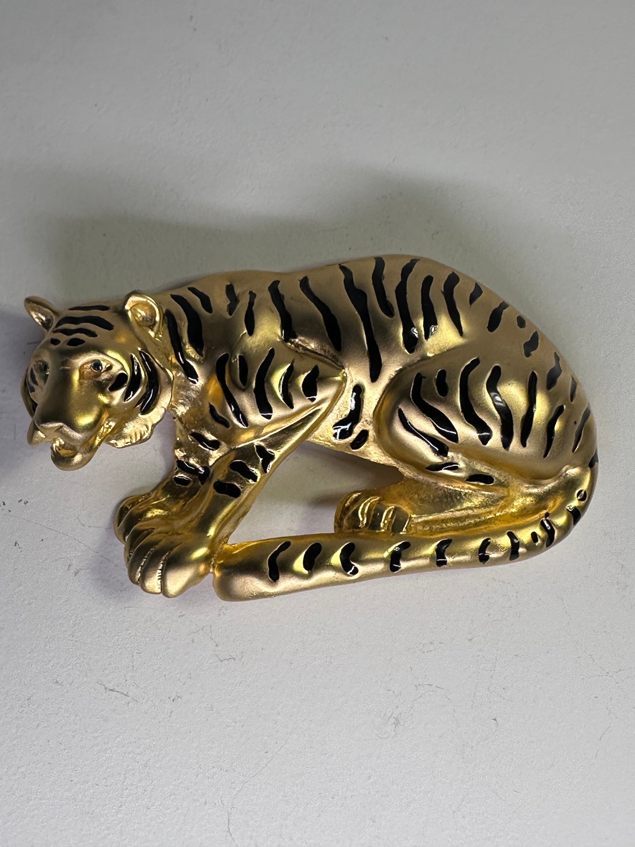 1980s Massive Gold Tiger Brooch Bloomers and Frocks 