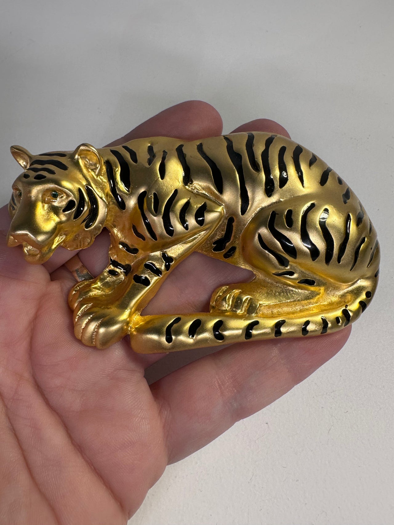 1980s Massive Gold Tiger Brooch Bloomers and Frocks 