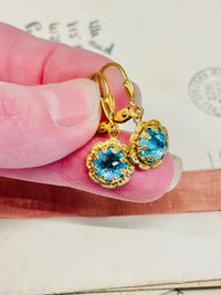 Thumbnail for 1980s Teal and Gold Dangle Pierced Earrings Jewelry Bloomers and Frocks 