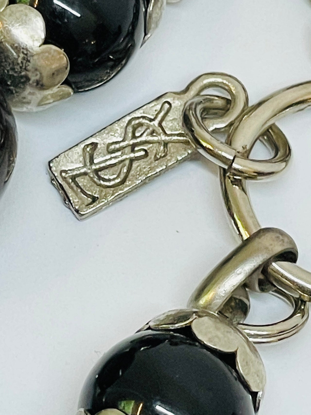1990’s YSL Black and Brown Beaded Fringe Necklace Devil's Details 