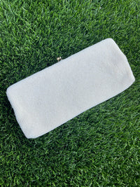 Thumbnail for 1960’s White Beaded Envelope Clutch with Bow Design