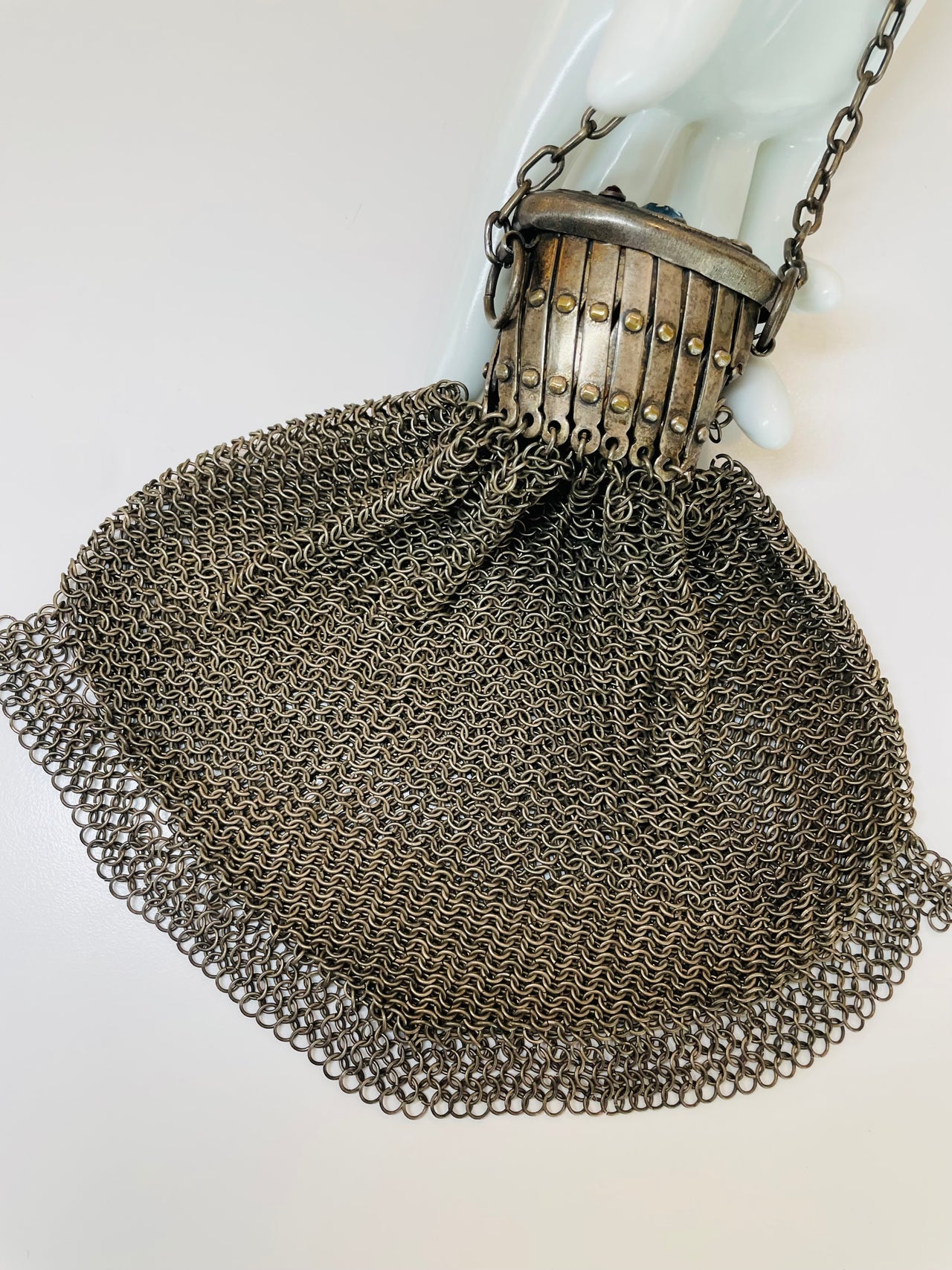 Accordion Silver Chainmail Purse