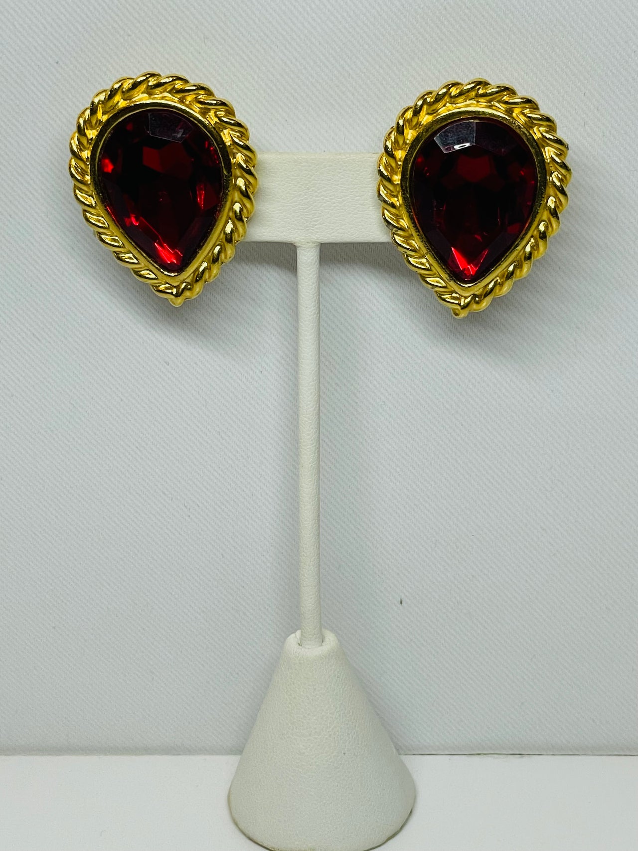 Red Rhinestone Teardrop Earrings