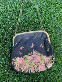 Thumbnail for Antique Black Petite Point Rose Purse