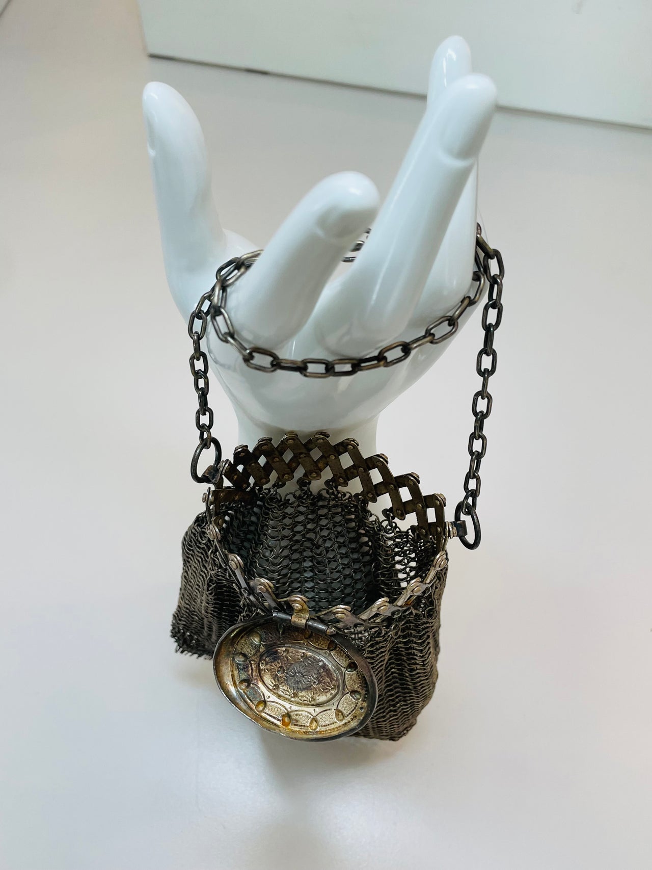 Accordion Silver Chainmail Purse
