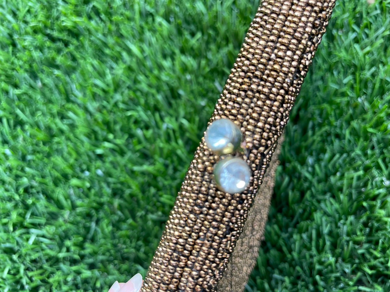 Midcentury Brown Beaded Clutch