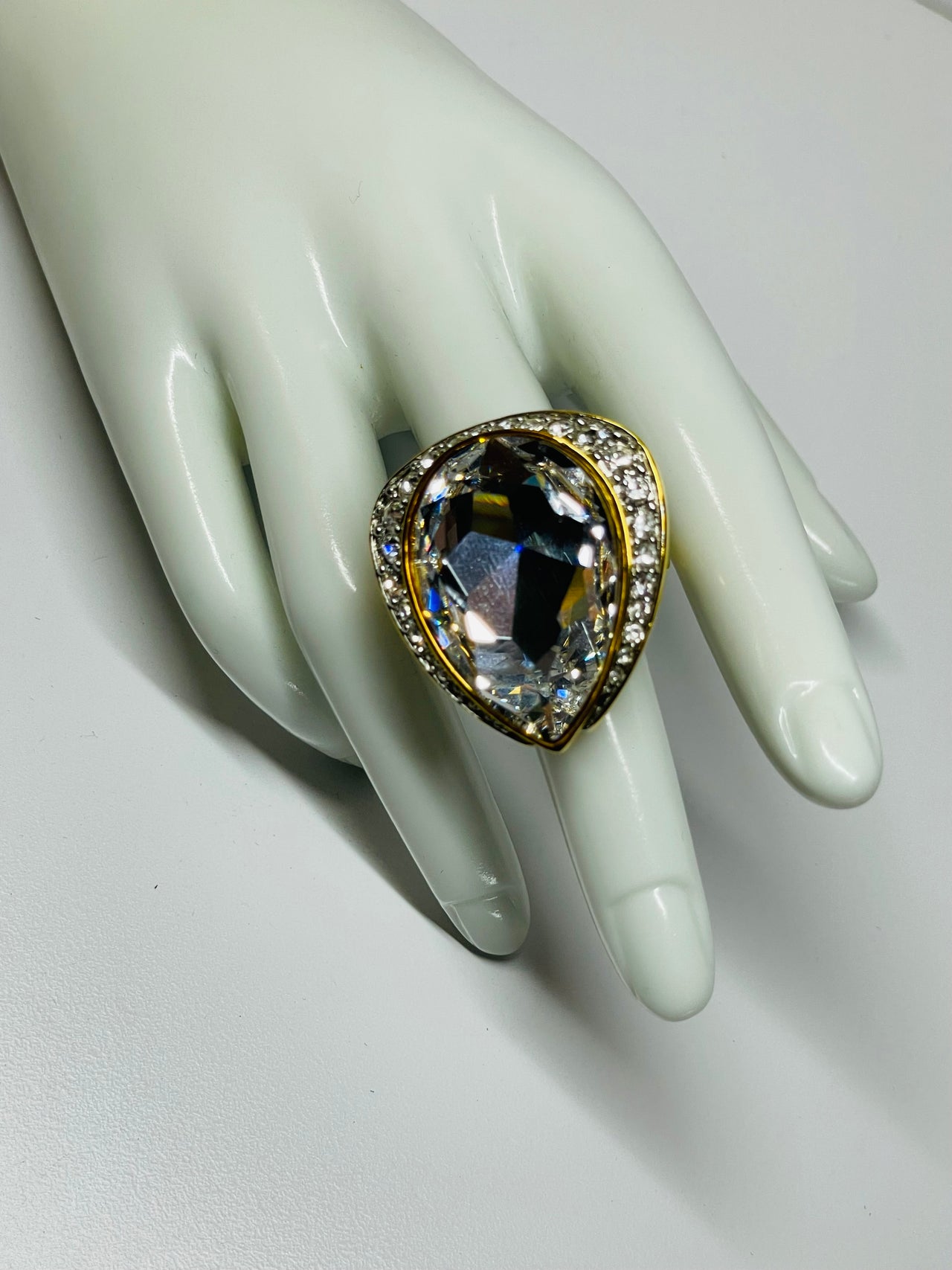 Craft Huge Pear Shape Rhinestone Ring