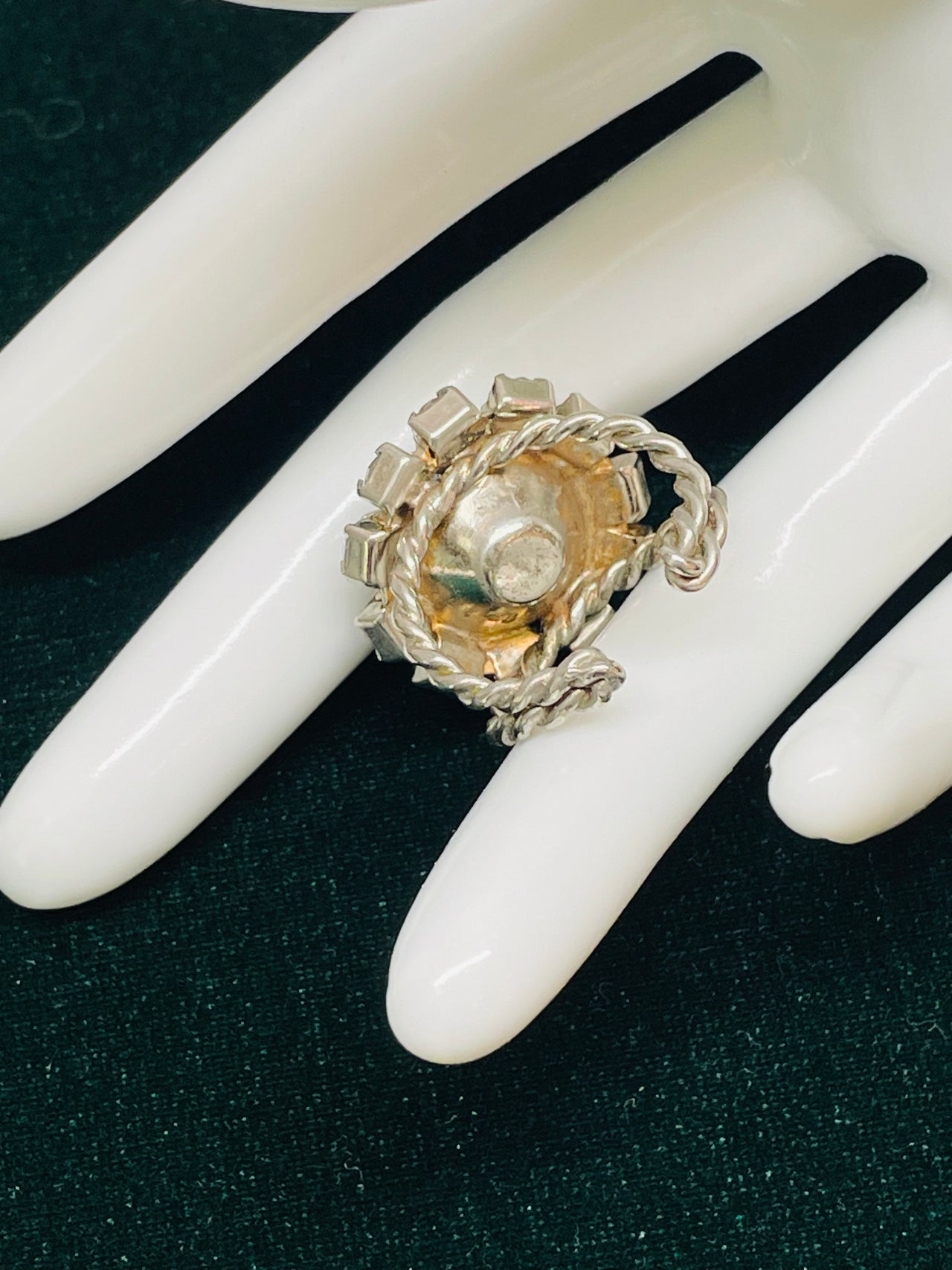 1960’s Red Rhinestone Ring with AB Rhinestones