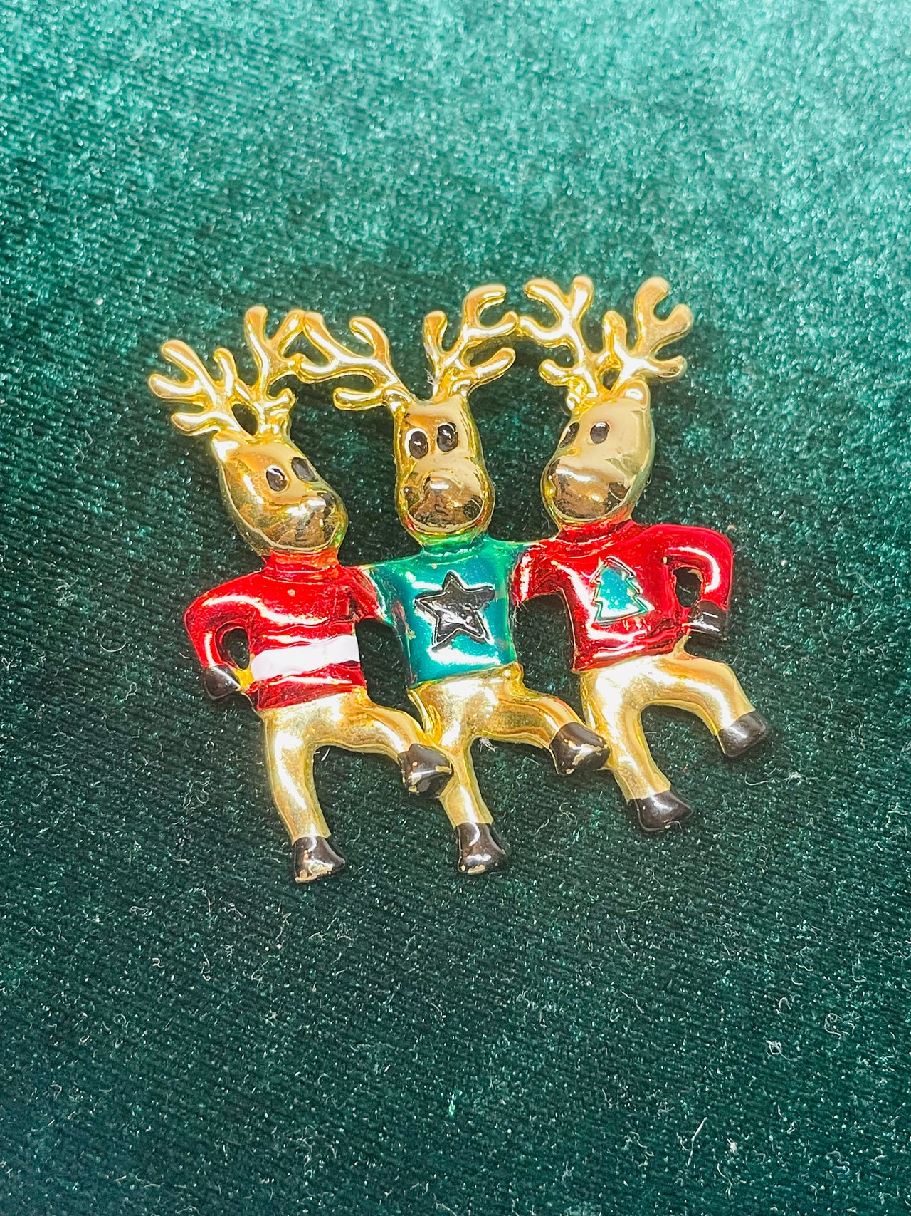 AJC Dancing Reindeer Brooch