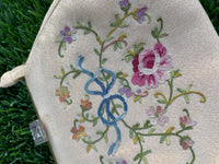 Thumbnail for 1950’s Champagne Floral Embroidery Purse by Trinity