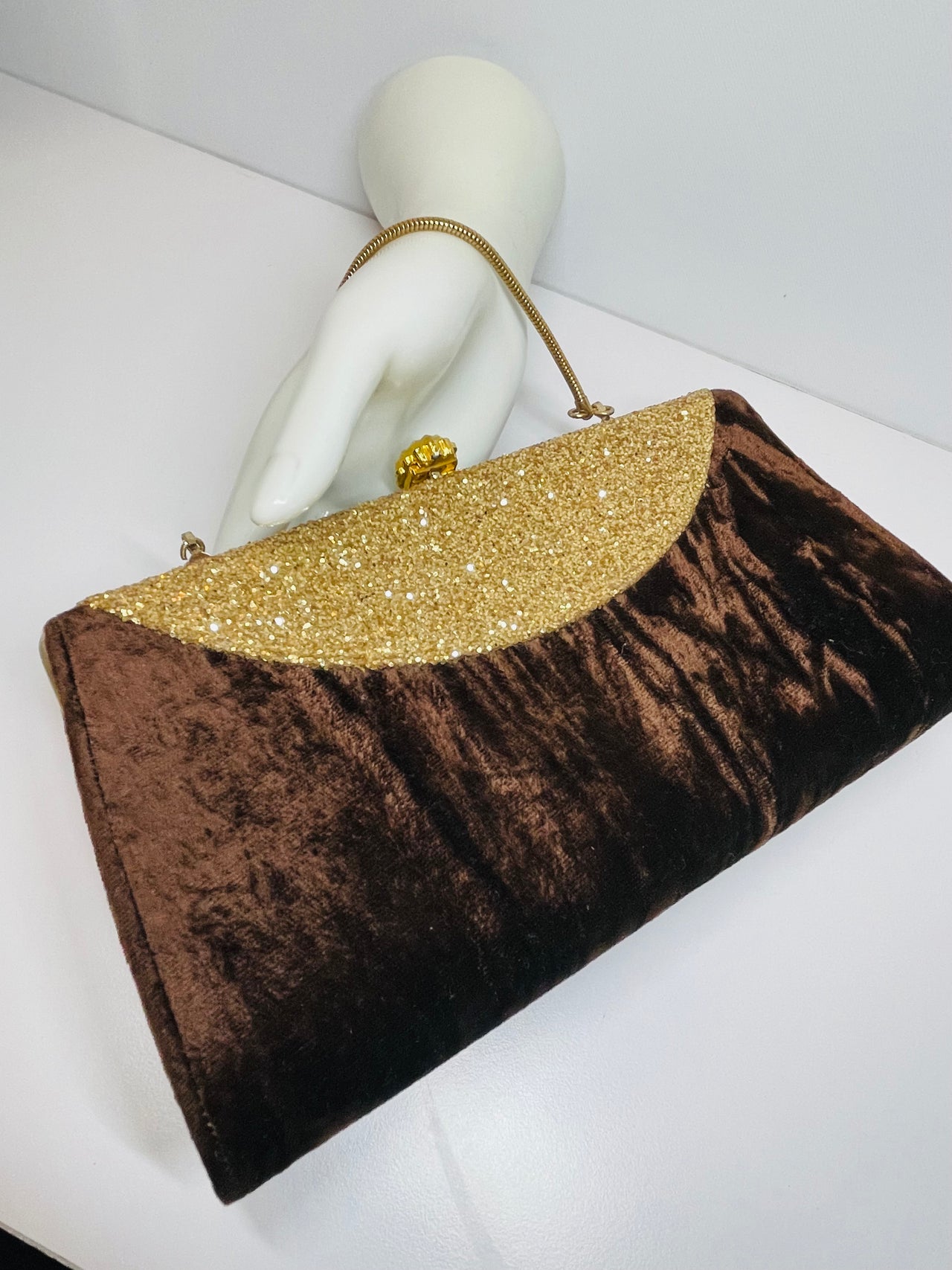 1960’s Brown Velvet and Gold Glitter Purse