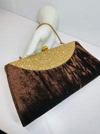 Thumbnail for 1960’s Brown Velvet and Gold Glitter Purse