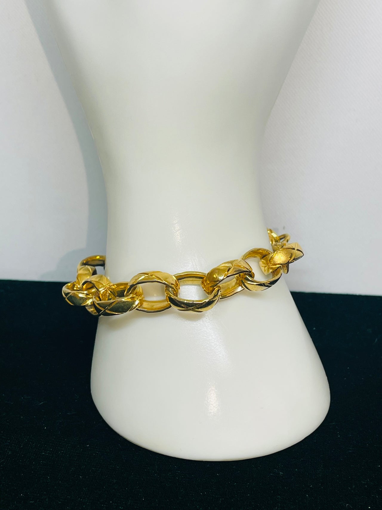 Etched Goldtone Oval Link Bracelet