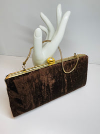 Thumbnail for 1960’s Brown Velvet and Gold Glitter Purse