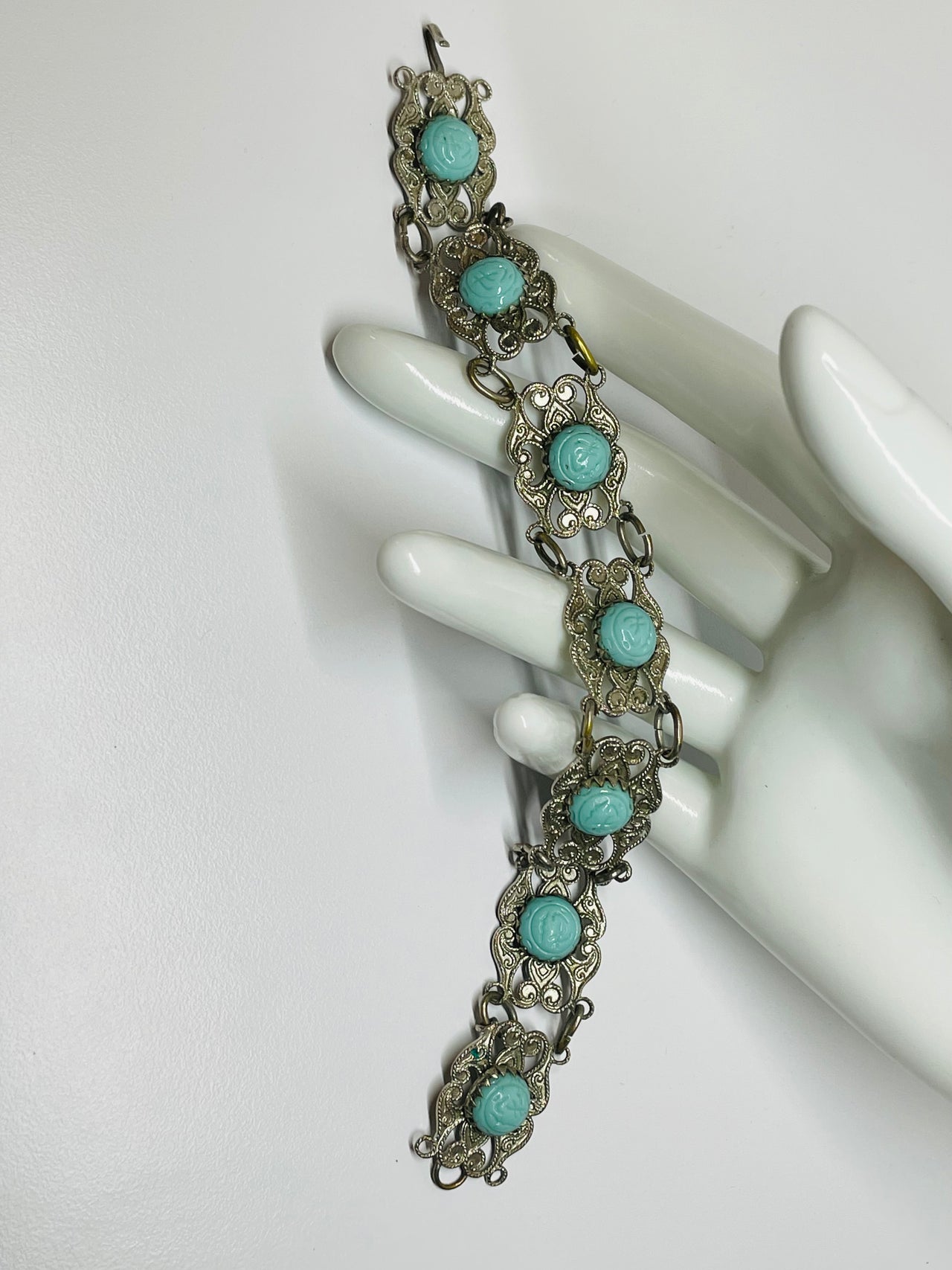Silver Faux Turquoise Bracelet