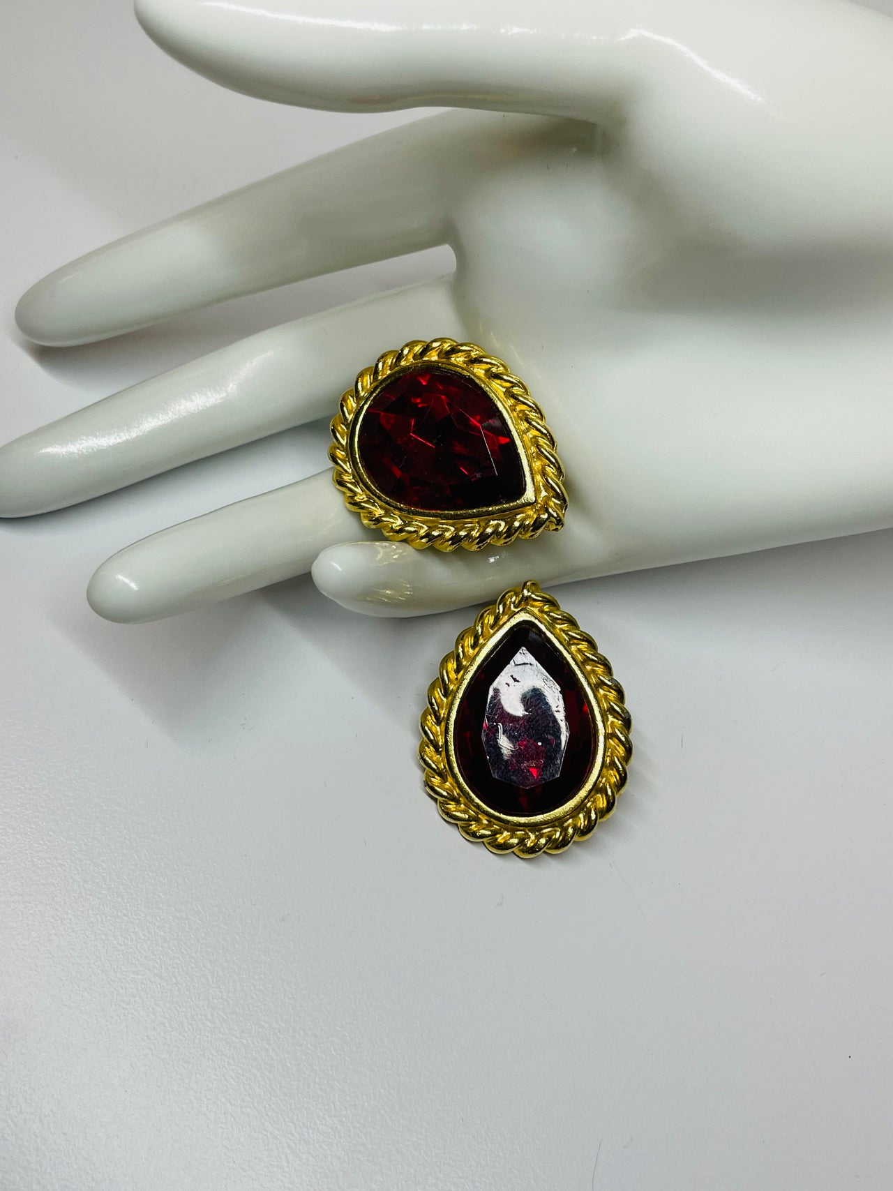 Red Rhinestone Teardrop Earrings