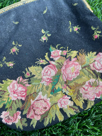 Thumbnail for Antique Black Petite Point Rose Purse