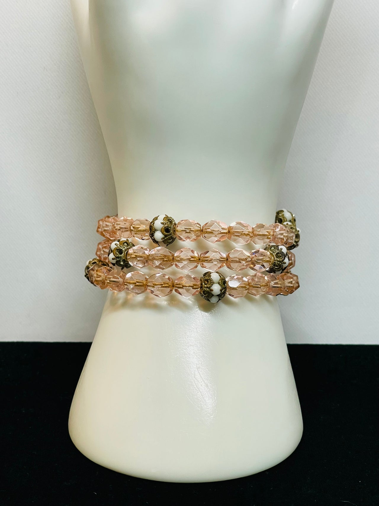 1940’s Pink Coil Beaded Bracelet