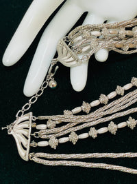 Thumbnail for 1960’s Trifari 8 Strand Silver Chain and Beaded Necklace