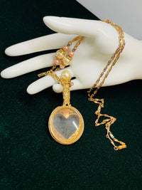 Thumbnail for Rose Gold Heart Magnifying Glass Necklace