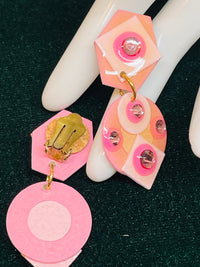 Thumbnail for Pink Dangle Clip On Earrings