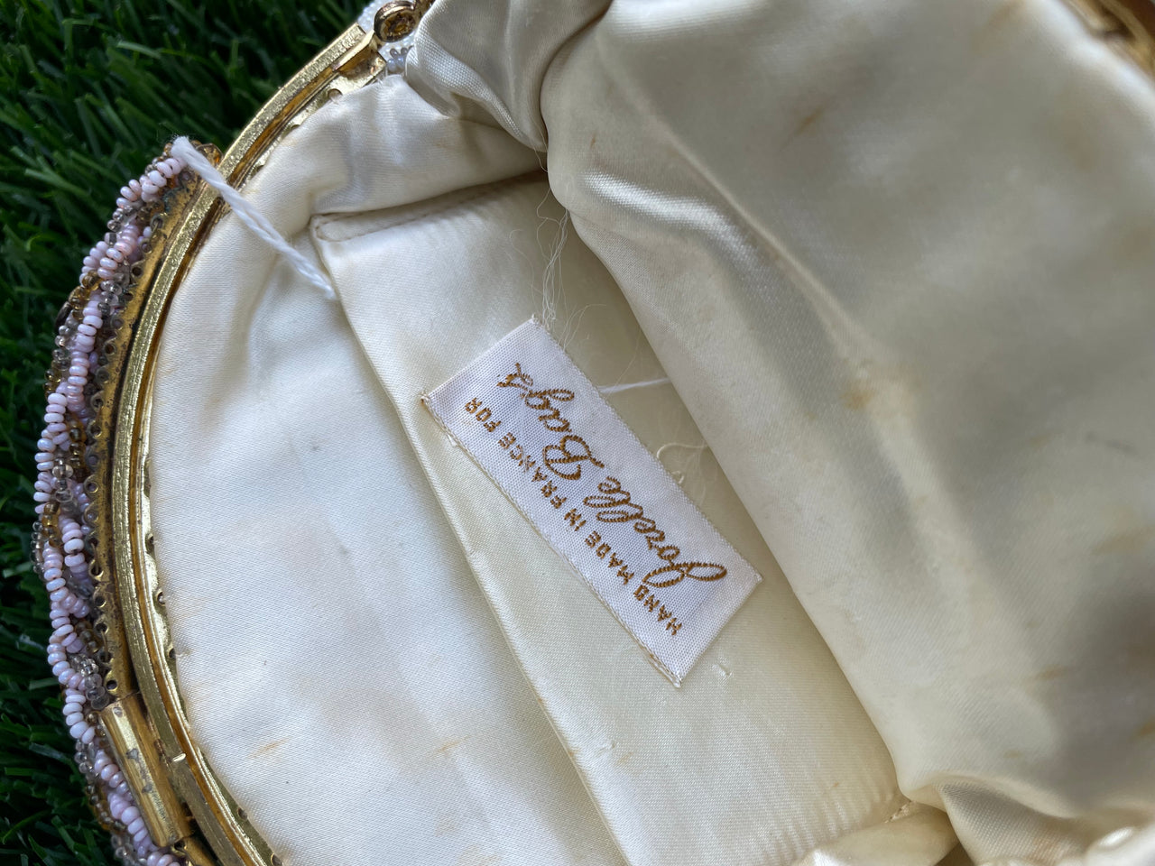 White &Pink Antique Beaded Purse