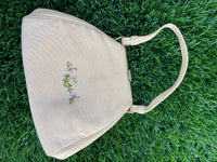 Thumbnail for 1950’s Champagne Floral Embroidery Purse by Trinity