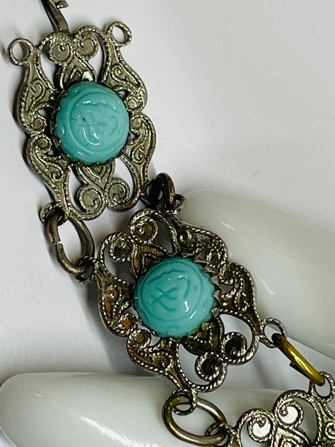 Silver Faux Turquoise Bracelet